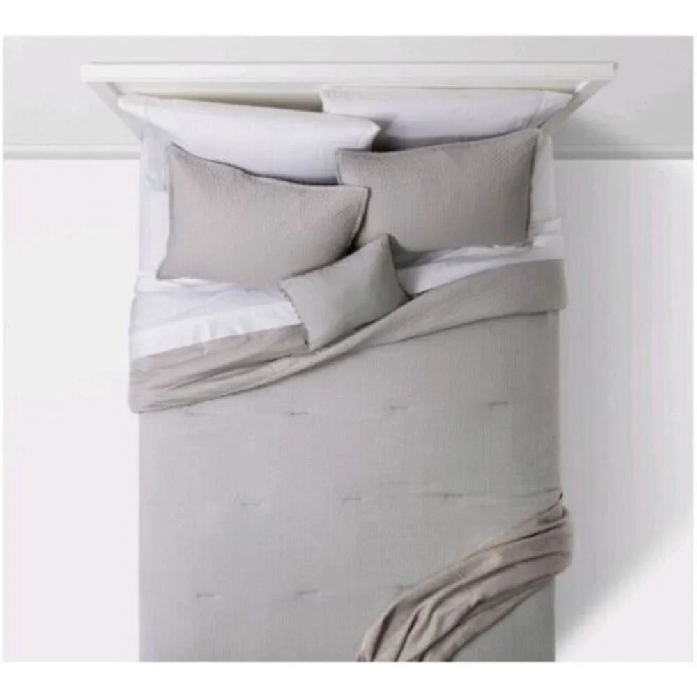 NEW Threshold Full / Queen 5pc Hollins Solid Comforter Set Gray‎
